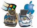 humour image photo Apple et Microsoft en voitures
